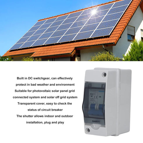 Disconnect Switch, IP65 Waterproof DC Disconnect Switch 40A Protective Transparent Cover Miniature Circuit Breaker with Distribution Box 1000V for Solar Panel Grid Connected System