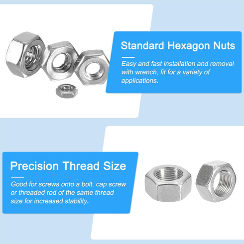 Hex Nuts Assortment Kit, 60Pcs M6-1 Hex Nuts with Flat Washers & Split Lock Washers, 304 Stainless Steel Hardware