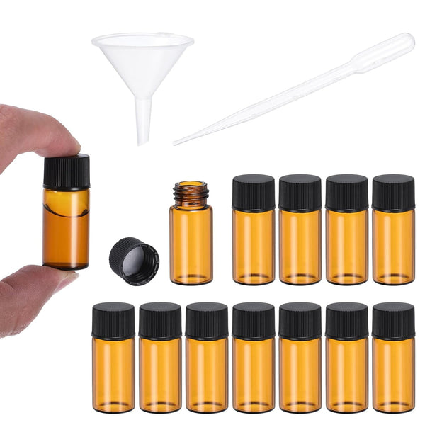 PATIKIL 5ml Amber Glass Vials, 100 Pack with Screw Cap, 3 Dropper, 2 Funnel, Leak-Proof Liquid Vial for Lab