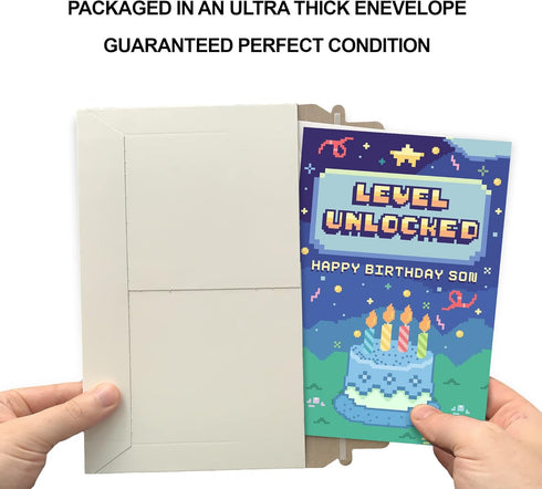 Prime Greetings Birthday Card for Son, Video Game Theme, Made in America, Eco-Friendly, Thick Card Stock with Premium