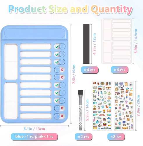 Audab 2Pcs Dry Erase Chore Chart for Kids, Magnetic Checklist Board for Home Refrigerator & Wall Use