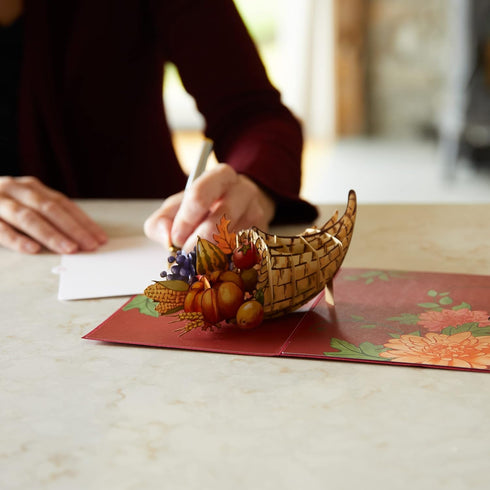 Lovepop Thanksgiving Pop-Up Card - 3D Holiday Greeting Card for Her and Him - Cornucopia 5" x 7"