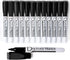 Volcanics Magnetic Dry Erase Markers with Eraser, Low Odor Fine Tip Whiteboard Pens Pack of 12, Black