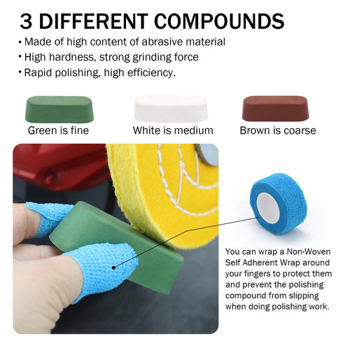 SCOTTCHEN 6inch Buffing Polishing Wheels, 1/2" Arbor Hole, Soft/Fine/Medium for Bench Grinder, 3PCS Kit