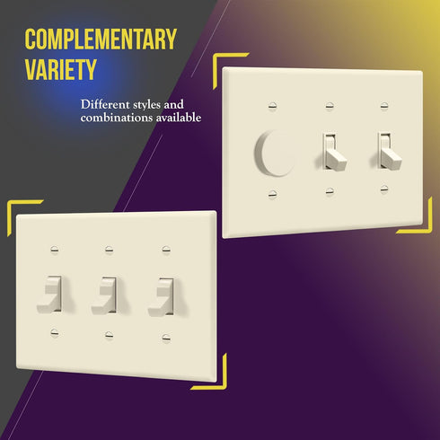 ENERLITES Triple Toggle Light Switch Wall Plate, Gloss Finish, Standard Size 3-Gang, Unbreakable Polycarbonate