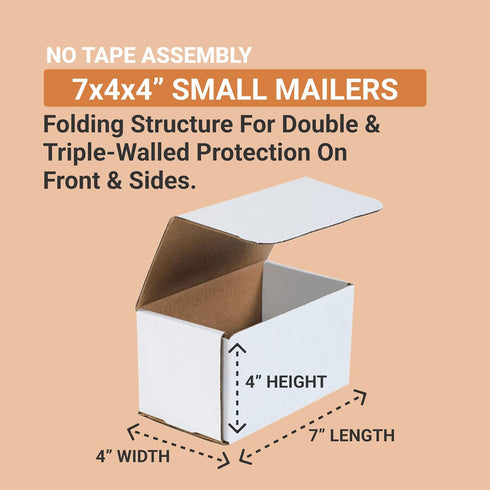 AVIDITI 7x4x4 Small Shipping Boxes (50-Pack) Heavy Duty Corrugated Cardboard for Packing & Storage