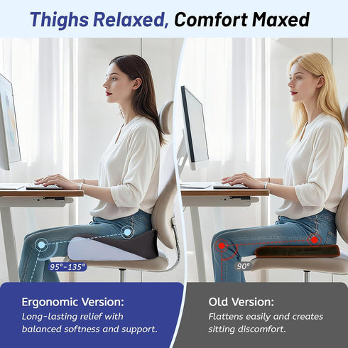 Tailbone Extra Large Seat Cushion for Pain Relief, Ergonomic Office Chair Cushion, Memory Foam Coccyx Cushion, Relief