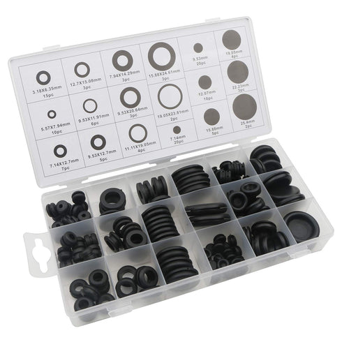 125Pcs Rubber Grommet Assortment Kit, 18 Different Sizes, Washers for Wiring, O-Ring Set for Plumbing