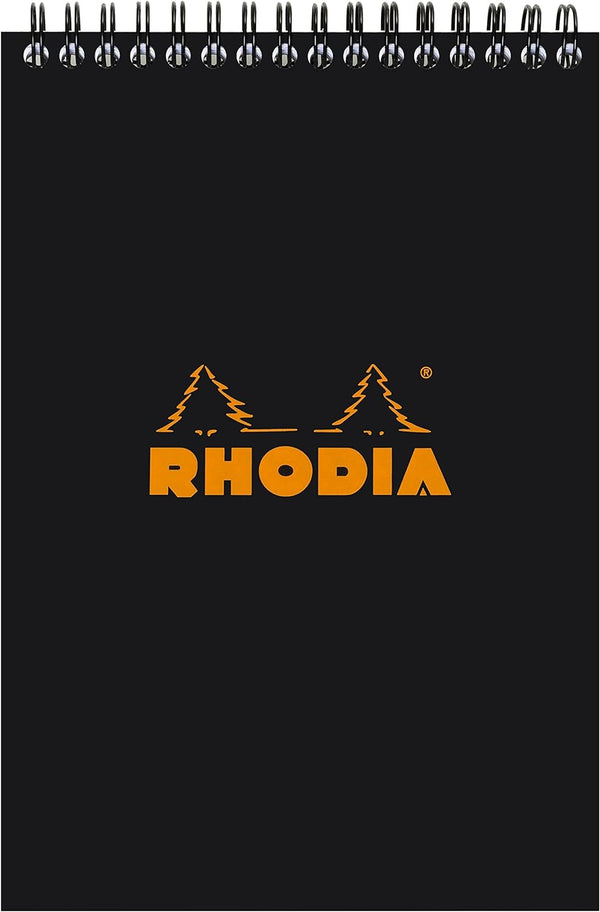 Rhodia Wirebound Notepad - Lined, 80 Sheets, Black Cover, 6 x 8 1/4 - Pack of 1
