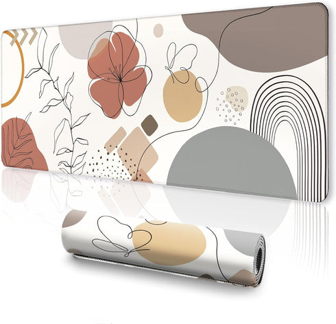 Mats on Top of Desks, Large Cute Mousepad, Boho Mouse Pad, Abstract Mid Century Modern Tropical Office Supplies