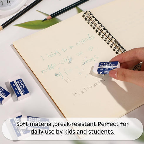 Yeaqee 300 Pcs White Pencil Erasers Bulk, Soft Art Erasers for Kids, Students, and Office Writing