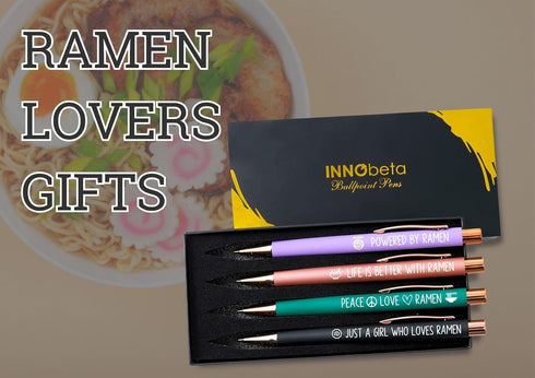 Set 4 InnoBeta Ramen Gifts, Powered by Ramen, Japanese Gifts, Ballpoint Pen