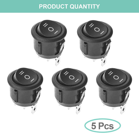 5Pcs SPDT AC 6A/125V 10A/250V 3 Pins Rocker Toggle Switch for Car and Boat KCD1 (Blue)