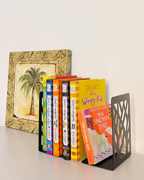 Black(4 MSDADA Bookends, Book Ends for Shelves, Bookends for Office, Book Ends for Heavy Books, Book Shelf Holder Stand