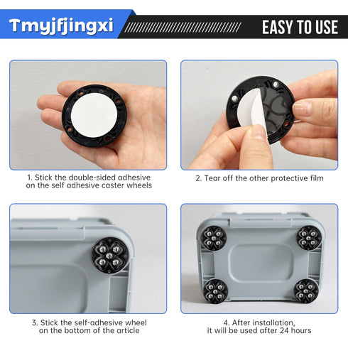 4PCS 360 YY022-B Black Self Adhesive Mini Caster Wheels for Furniture, Kitchen Appliances Stick on Degree Caster Wheels