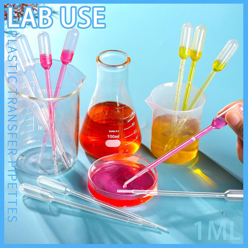 Teenitor 1Ml Transfer Pipettes, 50Pcs Plastic Eye Droppers for Liquids and Essential Oils