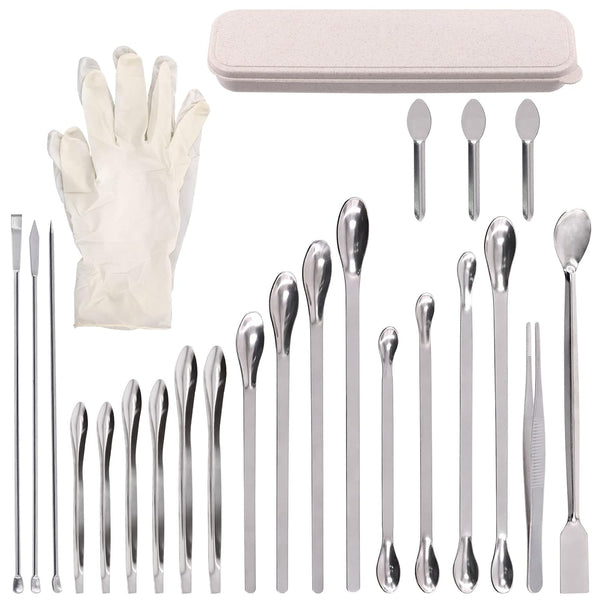 Swpeet 23Pcs Stainless Steel Micro Lab Scoop Spoon Assortment Kit, Pill Filler Tamper Tool for Laboratory