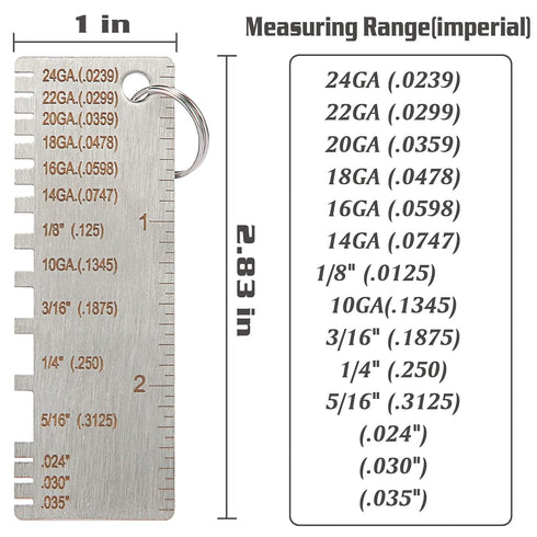 ZeeDix Portable Metal Sheet Thickness Gauge, Stainless Steel Plated Inspection Tool for Metal Sheets