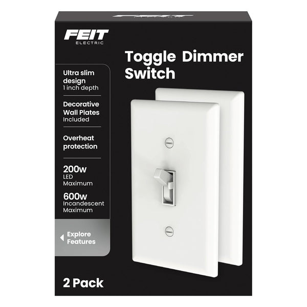 Feit Electric Toggle Dimmer with Light Switch for Dimmable LED Light Bulbs,