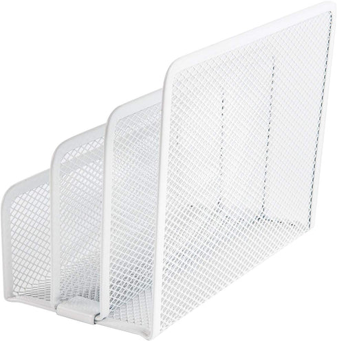 VANRA Metal Letter Tray, White - Letter Rack with 3 Compartments, Desk Organizer for School and Office