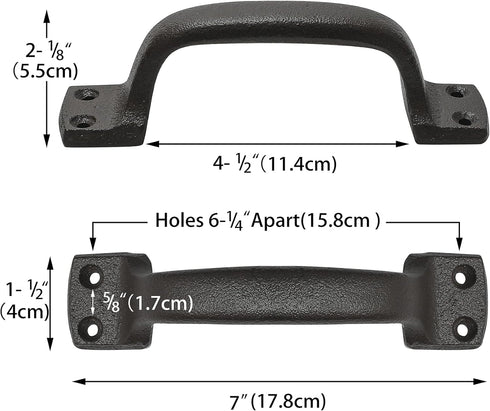 Barn Door Pulls Handles Heavy Solid Cast Iron Gate Handle, 7inch Metal Hardware for Sliding Barn Door Gate Fence Door Drawer Garage - Dark Brown 2 Pack by Livfodrm