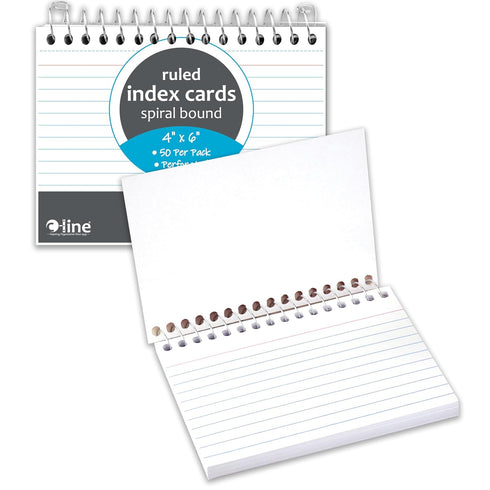 C-Line 4 6 50/PK (48909) x Spiral Bound Index Card Notebook, Ruled