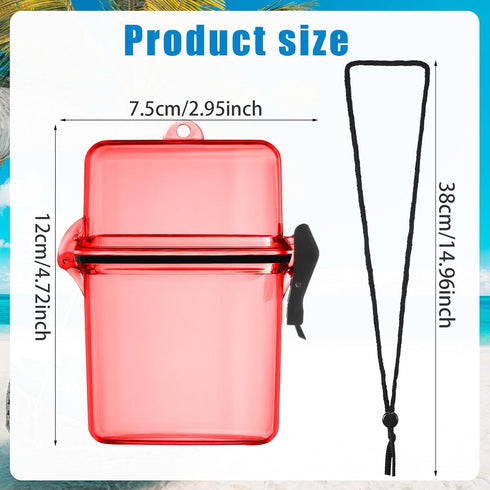 Outus 3 Pieces Waterproof Case ID Card Holder with Floating Sports Case Locker with Hanging Ring and Rope (Clear Blue Red,4.72 x 2.95 x 1.57 Inch) by Outus