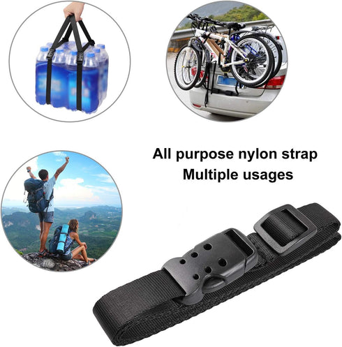 Ayaport 4 Pack Utility Straps with Buckle, 40" Quick-Release Adjustable Nylon Straps, Black