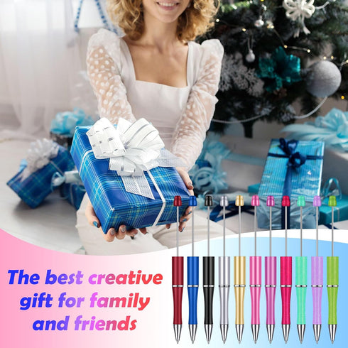 750 50 Packaging Qilery Pcs DIY Beadable Pens Kit, Pcs Plastic Ballpoint Pens Bulk, Included Foil Thank You Cards