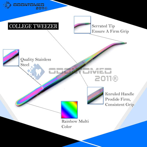 Multi Color Rainbow Dental Hygiene Set - 4pcs Basic Dental Instruments, Stainless Steel Tools for Personal Use & Pets