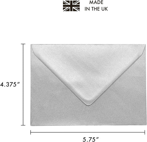 Pukka Pad Carpe Diem Gummed Envelopes for Greeting Cards, Pack of 25 Silver Envelopes, A2
