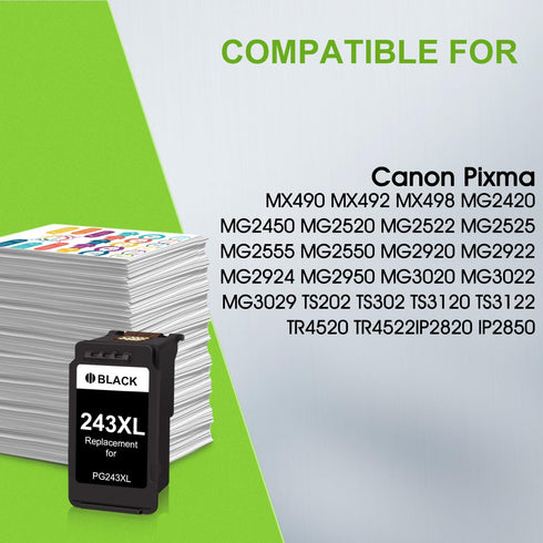 Replacement PG-243XL Black Ink Cartridges for Canon PG-243XL 243 243XL, Value Ink for Pixma Printers