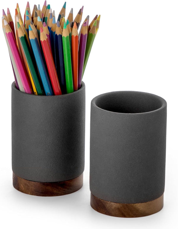 Pen Holder for Desk, Ceramic Pencil Organizer & Makeup Brush Holder, Office