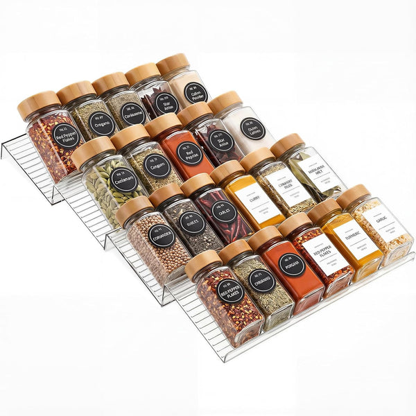 LETGO 4 Pack Adjustable Spice Rack for Drawer- Expandable From 11" to 22"