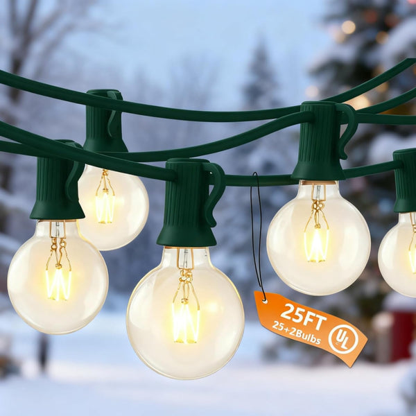 Outdoor String Lights 25 Ft G40 Patio Lights with 27 Edison Incandescent