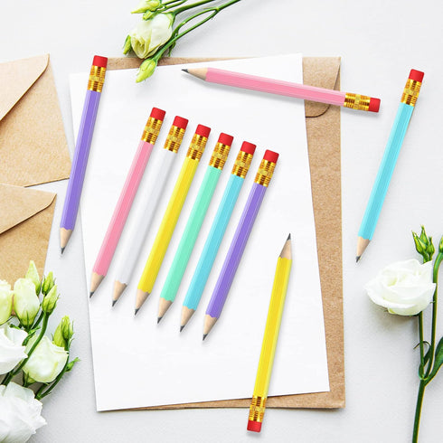 Zonon 48 Pieces Mini Golf Pencils with Eraser for Kids, Short Pencils for Wedding, Bridal Shower, School, Office (Pink,