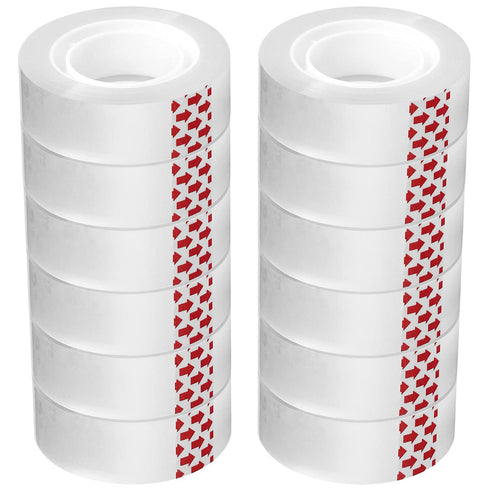 Transparent Tape Refills - 12 Rolls, 3/4 x 1000 Inches, Clear Desk Refillable Tape Dispenser Refill Rolls