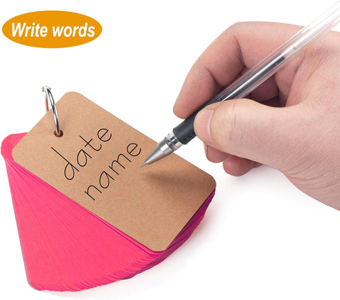 Blank Index Cards Ring Flashcards, 400Pcs Colored Cardstock 2.2"x3.5" Note Cards for School Learning and Office Supplies