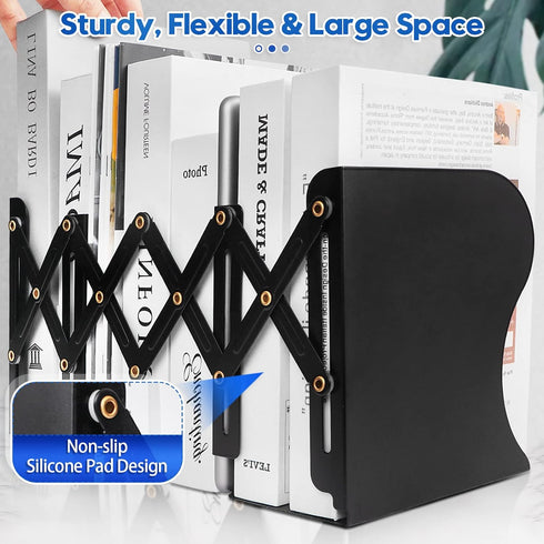 Heavy Duty Book End, Adjustable Bookends for Shelves, Decorative Book Organizer for Desk, Sturdy Metal Holder