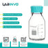 Glass Round Media Storage Bottles, 4pcs, 250ml Volume, Aqua Blue Color, with GL45 Polypropylene Screw Cap