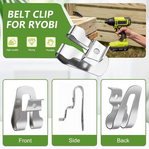 6PCS Belt Clip for Ryobi - Compatible with Ryobi and Ridgid 18 Volt Tools, Stainless Steel Replacement Hook
