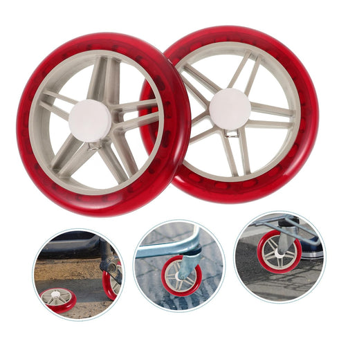 2pcs PRETYZOOM Replacement Wheels for Rolling Cart PU Plastic Grocery Trolley Wheels Smooth Operation Quiet Design