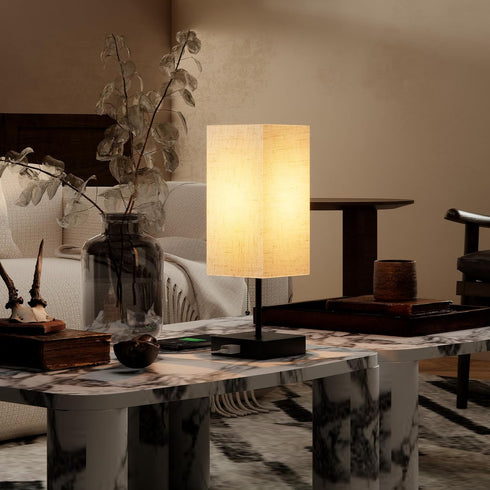 3color Bulb 2PCS) YIDPU Table Lamp for Bedroom,Nightstand Lamp for Bedside with AC Outlets,Adjustable LED Light Desk