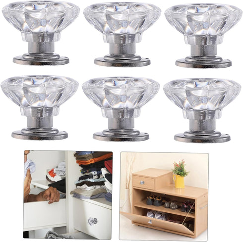 6pcs POPETPOP Plastic Knobs for Cabinets Bedside Handles Replacement Decorative Hardware for Dressers and Storage