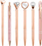 Cute 6 Pcs Rose Gold Metal Ballpoint Pens, 1.0mm Medium Point Black Ink, Office and School Supplies Gifts for Women
