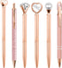 Cute 6 Pcs Rose Gold Metal Ballpoint Pens, 1.0mm Medium Point Black Ink, Office and School Supplies Gifts for Women