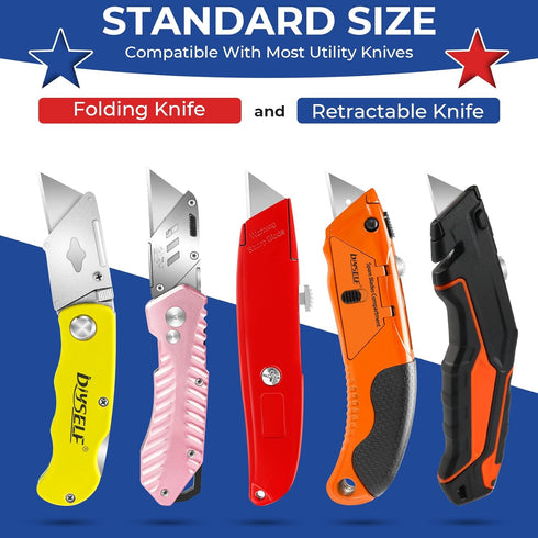 DIYSELF Utility Knife Blades, 100 Pack Box Cutter Blades Refills with Dispenser for Razor Knife Replacement