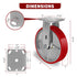 8" X 2" Industrial Rigid Caster, Heavy Duty, 1500lbs Load Capacity, No Noise Polyurethane Wheel on Steel Hub