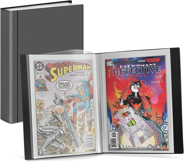 Dunwell Comic Book Storage Album, Binder with 6 Super Heavyweight Sleeves, Acid-Free, Gift for Collectors