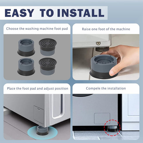 Anti Vibration Pads, 4pcs Non-Slip Washing Machine Base Foot Pads for Shock and Noise Cancelling Support